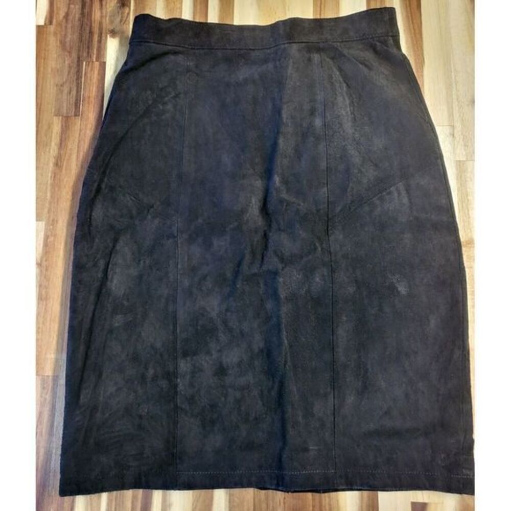 Tango Black Suede Leather‎ Lined Pencil Skirt Size 9 10 Lined Womens Knee Length
